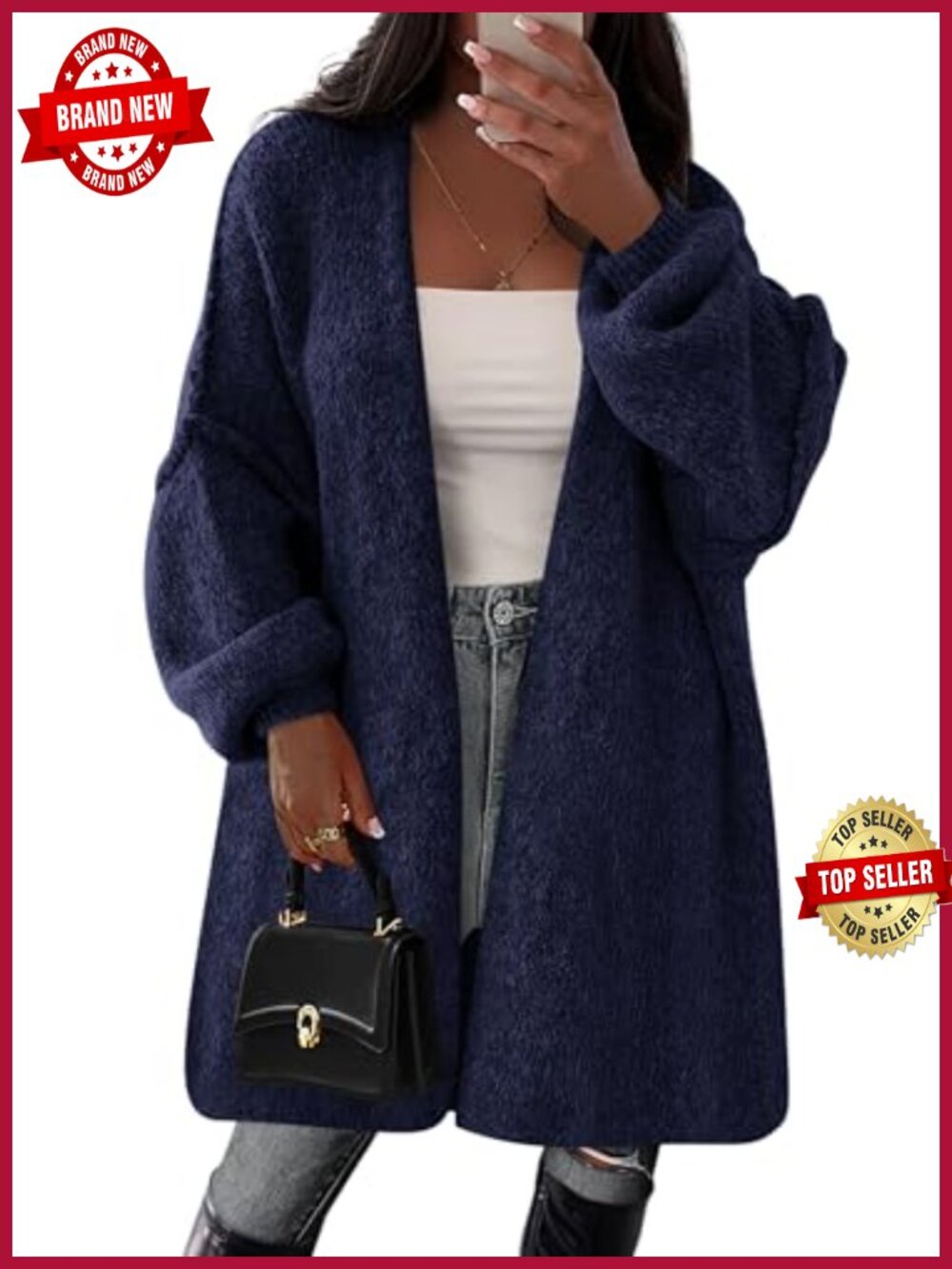 Oversized Long Cardigan Sweater Women Soft Stretchy Knit Open Front V-Neck
